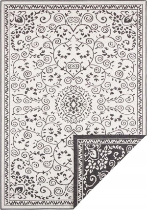 Dywan na taras 80x150cm NORTHRUGS LEYTE- czarno kremowy, dwustronny płasko tkany,zewnętrzno-wewnętrzny