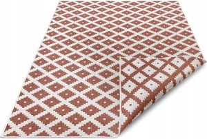 Dywan na taras 200x290cm -NorthRUGS NIZZA brązowo kremowy dywan,dwustronny, zewnętrzno-wewnętrzny sznurkowy, płasko tkany