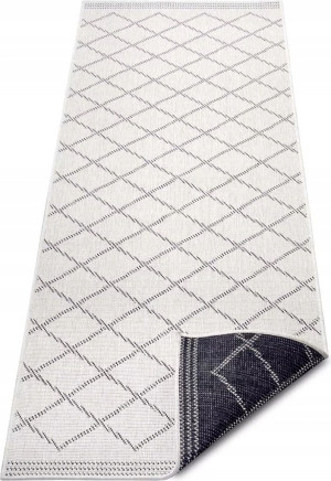 Chodnik 80x250cm Northrugs CORSICA- kremowo czarny, płasko tkany, sznurkowy ,dwustronny,zewnętrzno-wewnętrzny
