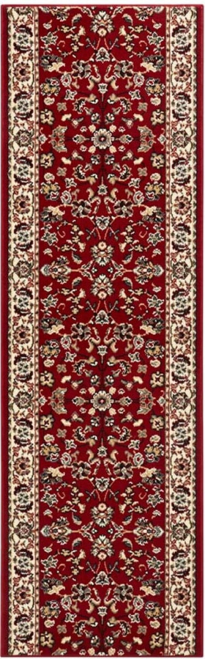 Chodnik na korytarz, przedpokój 80x300cm-Hanse Home Hamla z krótkim miękkim włosem, tradycyjny czerwono kremowy
