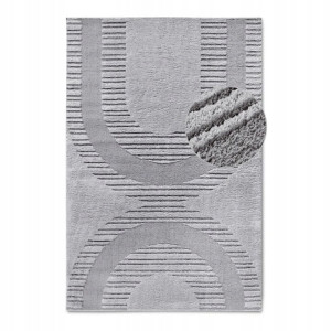 Dywan pluszowy do salonu 120x170cm-Elle DECOR Bartoux ,szary nowoczesny wzór