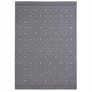 Dywan na taras 160x230cm- Hanse Home Breeze ,niebiesko kremowy dywan zewnętrzno-wewnętrzny, płasko tkany typu sizal