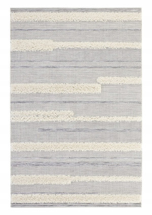 Dywan zewnętrzny na taras 115x170cm typu sizal,zewnętrzno wewnętrzny szaro kremowy, płasko tkany Mint RUGS HANDIRA