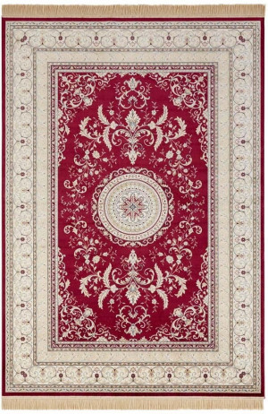 Dywan tradycyjny do salonu 160x230cm,NOURISTAN Antik negar klasyczny czerwono beżowy wzór z frędzlami