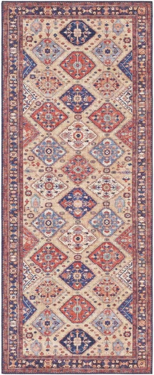 Chodnik 80x200 na korytarz- przedpokój, ELLE DECOR ,czerwony orientalny wzór płasko tkany