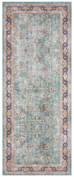 Chodnik 80x200 na korytarz- przedpokój, ELLE DECOR ,zielony orientalny wzór płasko tkany
