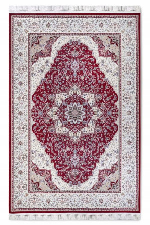Dywan tradycyjny do salonu 190x285cm, Villeroy&BOCH ETIENNE ,klasyczny wzór czerowono kremowy z frędzlami