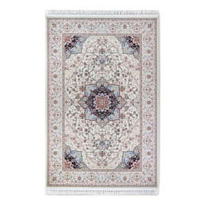 Dywan tradycyjny do salonu 155x235cm,Villeroy&Boch Etienne klasyczny kremowo błękitny wzór z frędzlami
