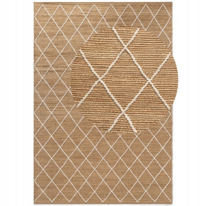 Dywan naturalny z juty HANSE HOME Bouclé 80x150cm w kolorze beżowym z wzorem boho, ręcznie tkany