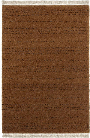 Dywan Shaggy do salonu 200x290cm,MINT RUGS Agouhe , brązowo czarny wzór boho z frędzlami