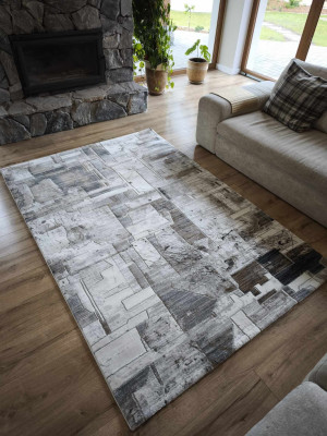 Dywan do salonu 160x230cm, loftowy wzór z pluszowym włosiem
