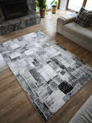 Dywan do salonu 160x230cm, loftowy wzór z pluszowym włosiem