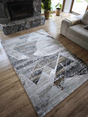 Dywan do salonu 160x230cm, loftowy wzór z pluszowym włosiem