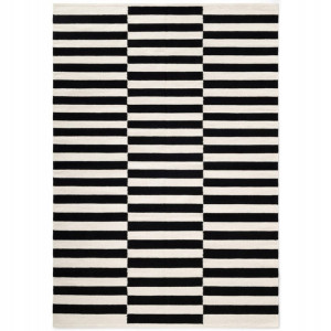 Dywan wełniany do salonu 160x230cm-HANSE HOME DONNA , czarno kremowy z miękkim włosiem