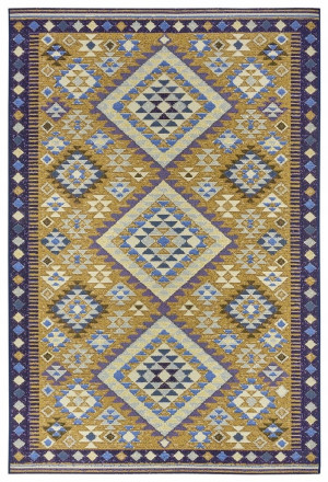 Dywan do salonu 160x235cm, uniwersalny do wielu pomieszczeń HANSE HOME Eto YARA- żółto niebieski szenilowy