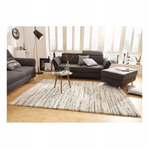 Dywan shaggy do salonu 160x230cm-Mint RUGS DELIGHT,szaro kremowy wzór  z miękkim włosem