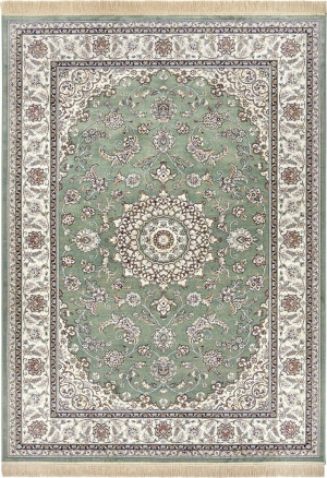 Dywan tradycyjny do salonu 135x195cm,klasyczny kremowo zielony wzór z frędzlami Hanse Home EVA