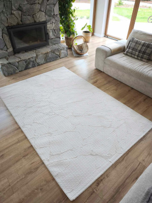 Ekskluzywny gruby Dywan SETA HALI, pluszowy wzór loftowy do salonu 160x230cm,kremowy