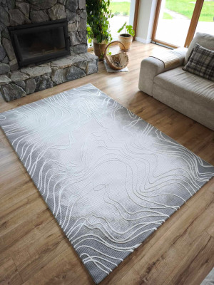 Ekskluzywny gruby Dywan SETA HALI, pluszowy wzór loftowy do salonu 160x230cm,kremowo szary