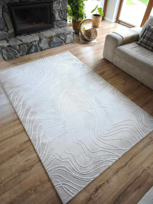 Ekskluzywny gruby Dywan SETA HALI, pluszowy wzór loftowy do salonu 160x230cm,kremowo beżowy
