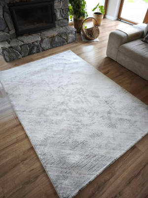 Ekskluzywny gruby Dywan SETA HALI, pluszowy wzór loftowy do salonu 160x230cm,kremowo szaro beżowy