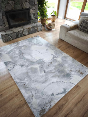 Ekskluzywny gruby Dywan SETA HALI, pluszowy wzór loftowy do salonu 160x230cm,kremowo szaro beżowy