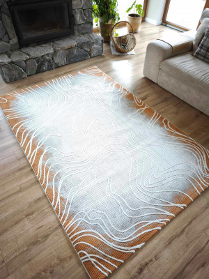 Ekskluzywny gruby Dywan SETA HALI, pluszowy wzór loftowy do salonu 160x230cm,kremowo pomarańczowy