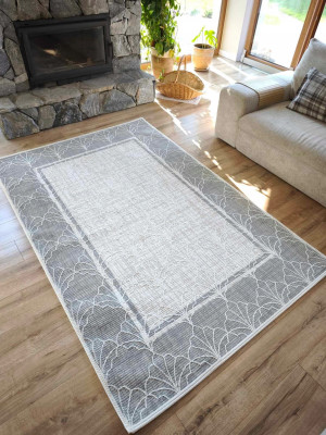 Ekskluzywny gruby Dywan SETA HALI, pluszowy wzór loftowy do salonu 160x230cm,kremowo szaro beżowy