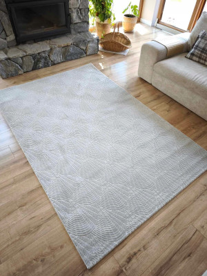 Ekskluzywny gruby Dywan SETA HALI, pluszowy wzór loftowy do salonu 160x230cm,jasno szary w jodełkę