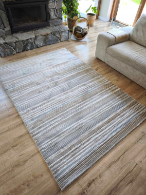Ekskluzywny gruby Dywan SETA HALI, pluszowy wzór loftowy do salonu 160x230cm,szaro kremowo beżowy