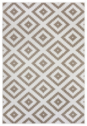 Dywan na taras 80x150cm NORTHRUGS MALTA- beżowo kremowy, dwustronny płasko tkany,zewnętrzno-wewnętrzny