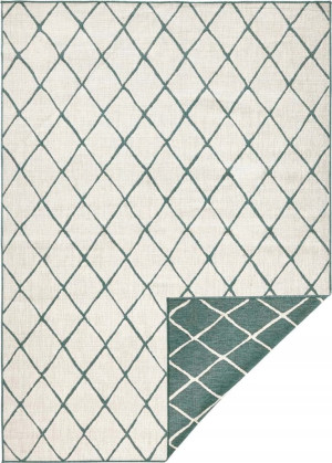 Dywan na taras 80x150cm NORTHRUGS MALAGA- zielono kremowy, dwustronny płasko tkany,zewnętrzno-wewnętrzny