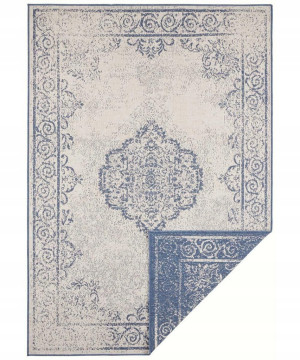 Dywan na taras 240x340cm,niebiesko kremowy dwustronny płasko tkany sznurkowy, NORTHRUGS CEBU