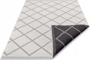 Dywan zewnętrzno-wewnętrzny na taras 120x170cm,dwustronny ,sznurkowy Northrugs CORSICA, czarno kremowy, płasko tkany