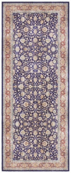 Chodnik 80x200 na korytarz- przedpokój, ELLE DECOR Imagination,granatowo czerwony orientalny wzór płasko tkany