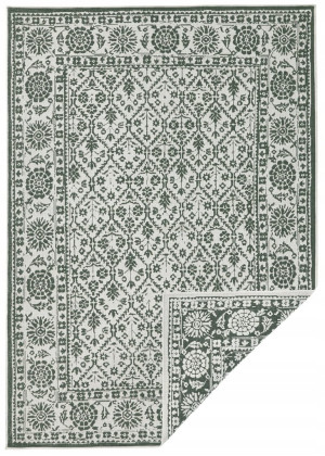 Chodnik 80x350cm NORTHRAGS CURACAO- zielono kremowy, płasko tkany, sznurkowy ,dwustronny,zewnętrzno-wewnętrzny