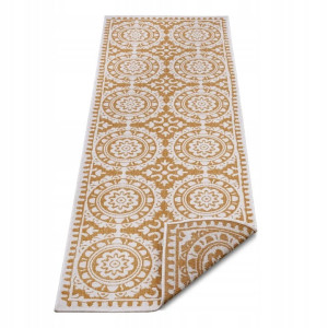 Chodnik 80x350cm NORTHRAGS JARDIN- żółto kremowy, płasko tkany, sznurkowy ,dwustronny,zewnętrzno-wewnętrzny