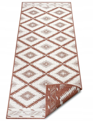 Chodnik 80x350cm NORTHRAGS MALIBU- brązowo kremowy, płasko tkany, sznurkowy ,dwustronny,zewnętrzno-wewnętrzny