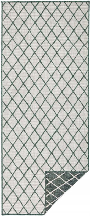 Chodnik 80x250cm Northrugs MALAGA- kremowo zielony, płasko tkany, sznurkowy ,dwustronny,zewnętrzno-wewnętrzny
