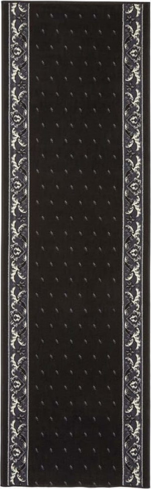 Chodnik tradycyjny na korytarz, przedpokój 80x200cm-Hanse Home z krótkim miękkim włosem, czarno kremowy