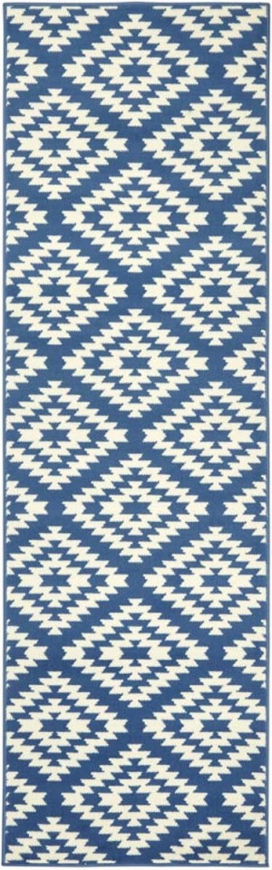 Chodnik na korytarz, przedpokój 80x250cm-Hanse Home Basic z krótkim miękkim włosem, niebiesko kremowy
