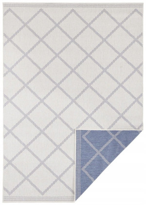 Chodnik 80x250cm Northrugs KUBA- kremowo niebieski, płasko tkany, sznurkowy ,dwustronny,zewnętrzno-wewnętrzny