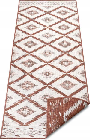 Chodnik 80x250cm Northrugs MALIBU- brązowo kremowy, płasko tkany, sznurkowy ,dwustronny,zewnętrzno-wewnętrzny