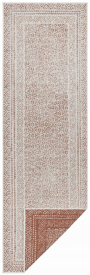Chodnik 80x250cm Northrugs TWIN- brązowo kremowy, płasko tkany, sznurkowy ,dwustronny,zewnętrzno-wewnętrzny