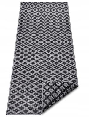 Chodnik 80x250cm Northrugs NIZZA- czarno szary , płasko tkany, sznurkowy ,dwustronny,zewnętrzno-wewnętrzny