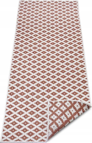 Chodnik 80x350cm NORTHRAGS NIZZA- brązowo kremowy, płasko tkany, sznurkowy ,dwustronny,zewnętrzno-wewnętrzny