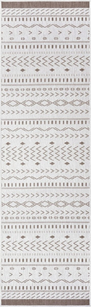 Chodnik 80x350cm NORTHRAGS KUBA- beżowo kremowy, płasko tkany, sznurkowy ,dwustronny,zewnętrzno-wewnętrzny