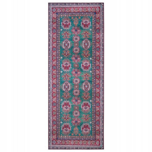 Chodnik 80x200 na korytarz- przedpokój, NOURISTAN ASMAR,zielono czerwony orientalny wzór płasko tkany