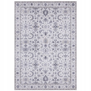 Dywan orientalny do salonu 80x150cm Nouristan ASMAR, szaro srebrny płasko tkany wzór, ręcznie obszywany