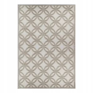 Dywan do salonu 67x120cm ,beżowy tłoczony wzór w koła, miękki włos Hanse Home ICONIC
